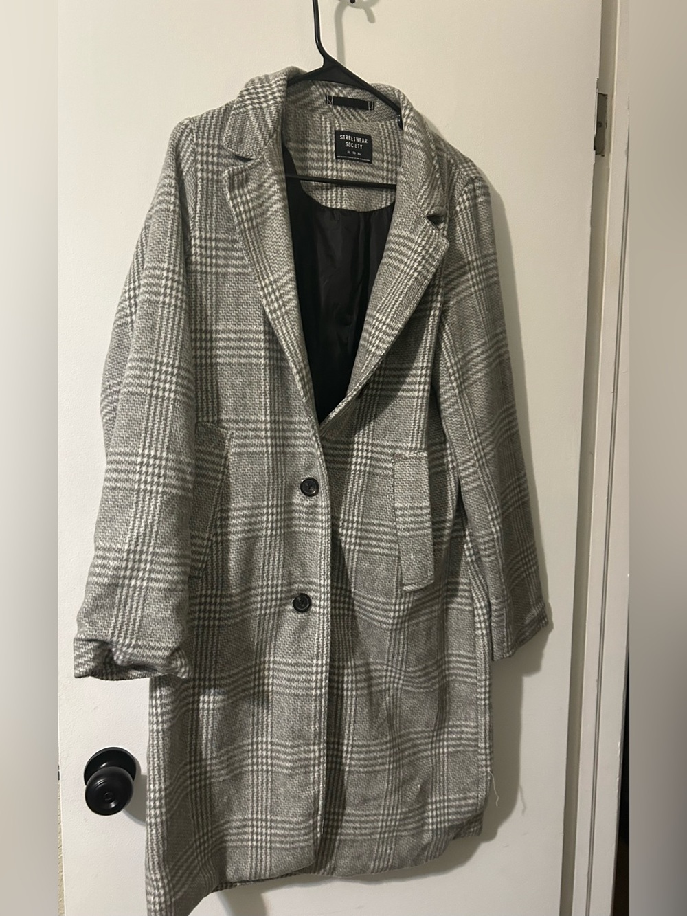 Streetwear Society Peacoat Grey Jacket Size XL Plaid Design White/Gray